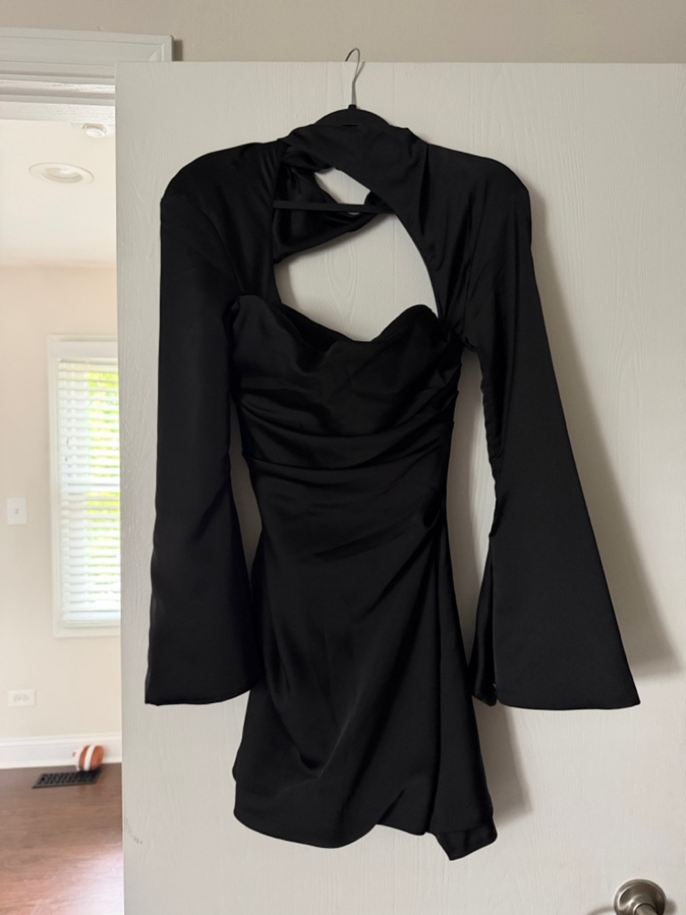 House of CB Black Long-Sleeve Cutout Mini Dress